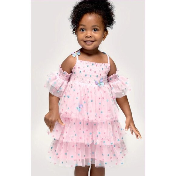sz 4 6 NEW Baby Sara Pink Tulle Ruffles Little Girls Dress Birthday Princess - Picture 2 of 2